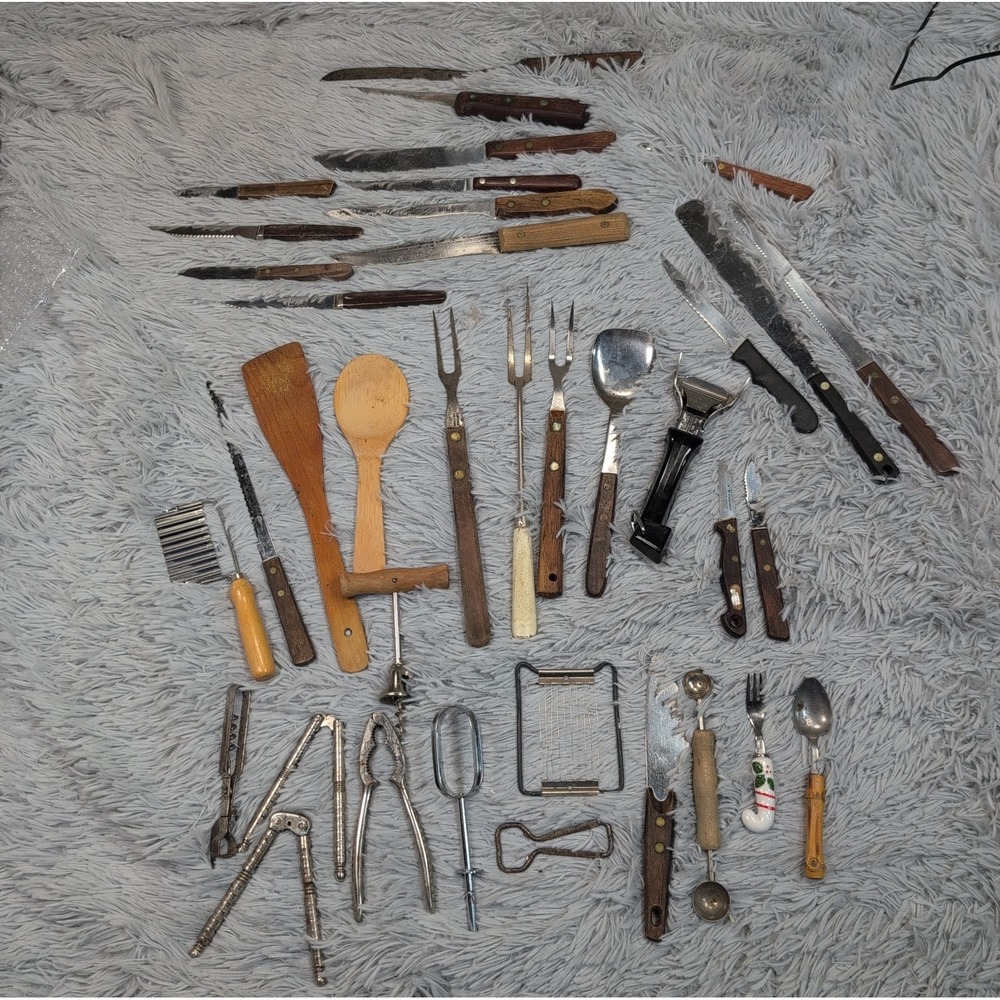 Lg Lot of 37 Vintage Kitchen Utensils Tools Farmhouse Primitive Decor USA Japan